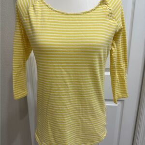 Banana Republic Factory Yellow Striped Long Sleeve Top